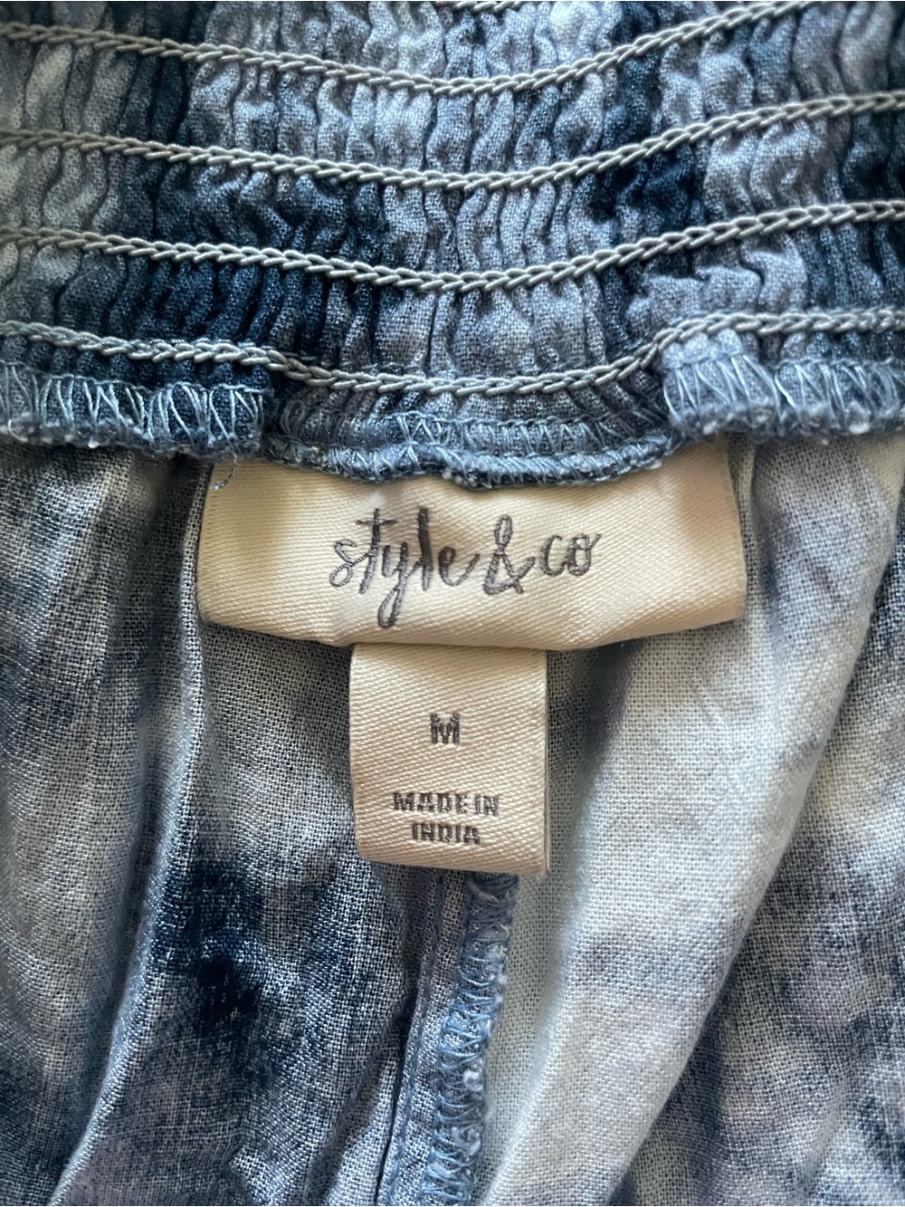 Blue Tie-Dye Wide Leg Joggers Cotton Blend by Style&co - Picture 4 of 7